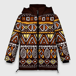 Куртка зимняя женская Африканский традиционный орнамент, цвет: 3D-красный