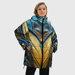 Куртка зимняя женская Объемная футуристичная объемная текстура из кожи, цвет: 3D-черный — фото 2