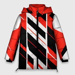 Женская зимняя куртка Black and red stripes on a white background