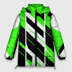 Женская зимняя куртка Black and green stripes on a white background