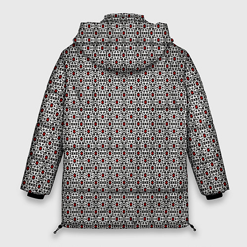 Женская зимняя куртка Чёрно-бело-красный узор / 3D-Красный – фото 2