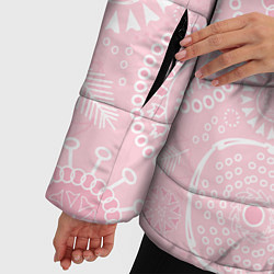 Куртка зимняя женская Розовый цветочный паттерн, цвет: 3D-светло-серый — фото 2