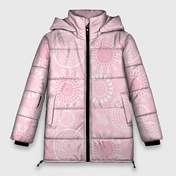 Куртка зимняя женская Розовый цветочный паттерн, цвет: 3D-светло-серый