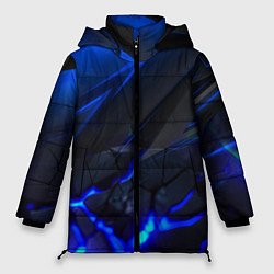 Куртка зимняя женская Синяя абстракция с плитами, цвет: 3D-светло-серый