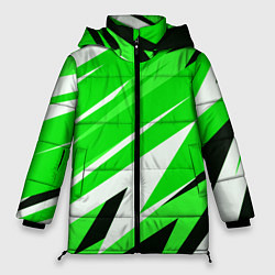 Женская зимняя куртка Geometry stripes green