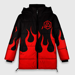 Женская зимняя куртка Linkin park logo fire