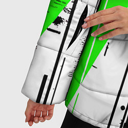 Куртка зимняя женская Black and white vertical stripes on a green backgr, цвет: 3D-черный — фото 2