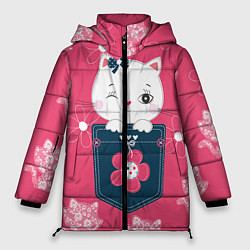Куртка зимняя женская Милая киска, цвет: 3D-черный
