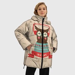 Куртка зимняя женская Сова в наушниках, цвет: 3D-светло-серый — фото 2