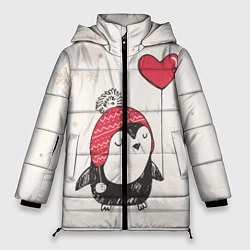 Куртка зимняя женская Влюбленный пингвин, цвет: 3D-красный