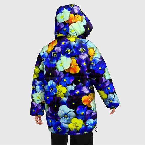Женская зимняя куртка Синие цветы / 3D-Красный – фото 4