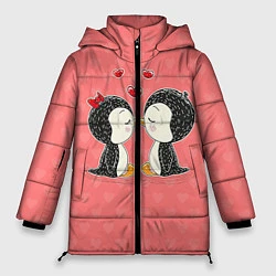 Куртка зимняя женская Влюбленные пингвины, цвет: 3D-светло-серый