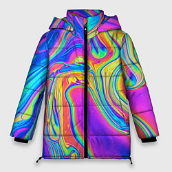 Куртка зимняя женская Цветные разводы, цвет: 3D-черный