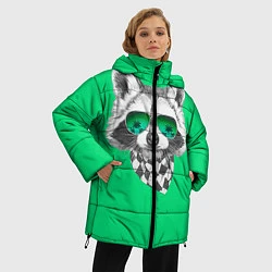 Куртка зимняя женская Енот в очках, цвет: 3D-черный — фото 2