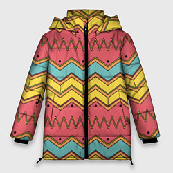 Куртка зимняя женская Цветные зигзаги, цвет: 3D-черный