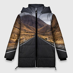 Куртка зимняя женская Пейзаж горная трасса, цвет: 3D-черный