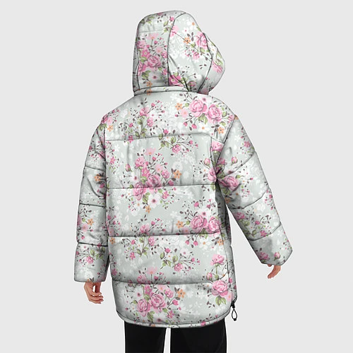 Женская зимняя куртка Flower pattern / 3D-Черный – фото 4