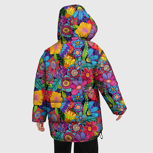 Женская зимняя куртка Яркие цветы / 3D-Черный – фото 4