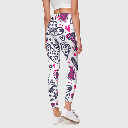 Женские легинсы Love - pink hearts / 3D-принт – фото 4