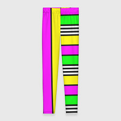 Леггинсы женские Полосатый неоновый модный узор, цвет: 3D-принт