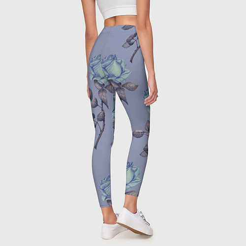 Женские легинсы Голубые розы / 3D-принт – фото 4
