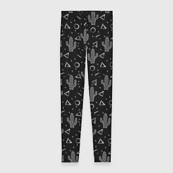 Женские легинсы Черно белые кактусы