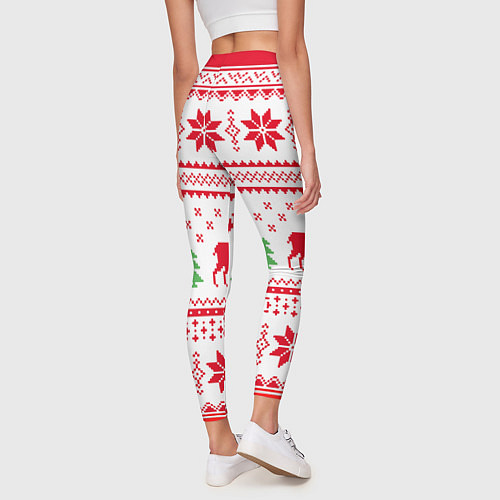 Женские легинсы Новогодний узор с оленями / 3D-принт – фото 4