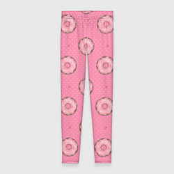 Леггинсы женские Розовые пончики паттерн, цвет: 3D-принт