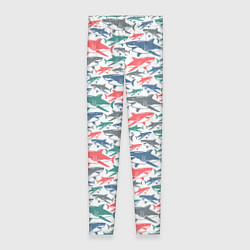 Леггинсы женские Разноцветные Акулы, цвет: 3D-принт