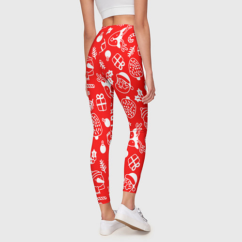 Женские легинсы Новогодний узор паттерн / 3D-принт – фото 4