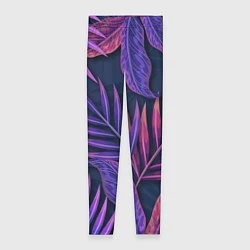 Леггинсы женские Neon Tropical plants pattern, цвет: 3D-принт