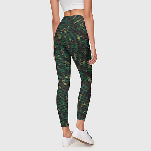 Женские легинсы Тёмно-Зелёный Сеточный Камуфляж / 3D-принт – фото 4