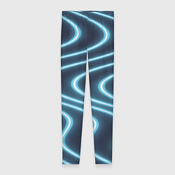 Леггинсы женские Неоновый свет Волны голубые на темном фоне, цвет: 3D-принт
