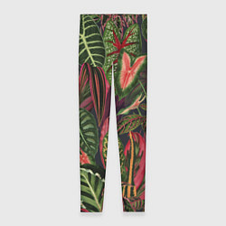 Леггинсы женские Красные Тропики, цвет: 3D-принт
