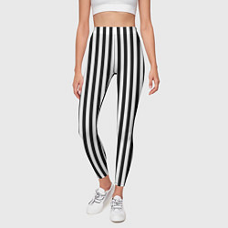 Леггинсы женские ПОЛОСКИ ЧЕРНО-БЕЛЫЙ, цвет: 3D-принт — фото 2