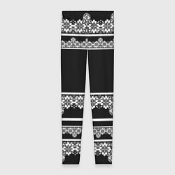 Леггинсы женские Белое кружево на черном фоне lace, цвет: 3D-принт