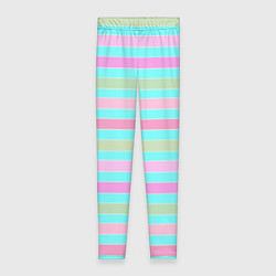 Леггинсы женские Pink turquoise stripes horizontal Полосатый узор, цвет: 3D-принт