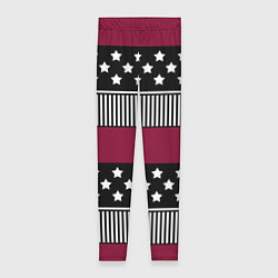 Леггинсы женские Burgundy black striped pattern, цвет: 3D-принт