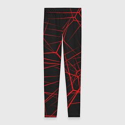 Леггинсы женские Красные линии на черном фоне, цвет: 3D-принт