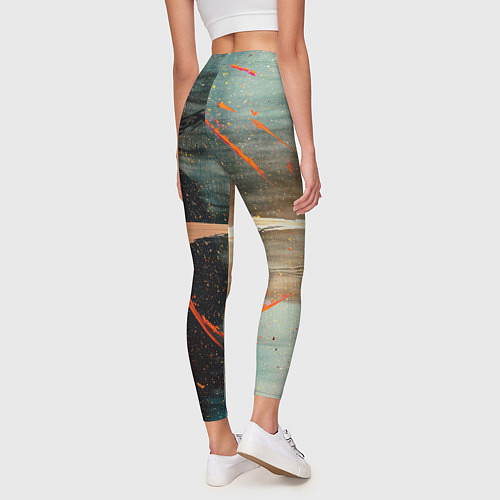 Женские легинсы Светло-синий абстрактный фон и брызки красок / 3D-принт – фото 4