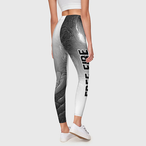 Женские легинсы Free Fire glitch на светлом фоне: надпись, символ / 3D-принт – фото 4