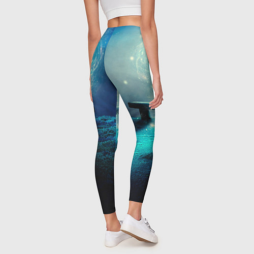 Женские легинсы Космические звёзды, небо и скамья / 3D-принт – фото 4