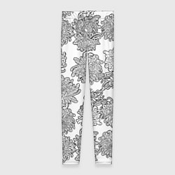 Леггинсы женские Цветы хризантемы: линейный рисунок, цвет: 3D-принт