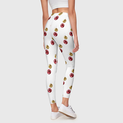 Женские легинсы Золотые и красные елочные шары - паттерн / 3D-принт – фото 4