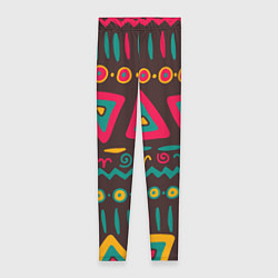 Леггинсы женские Разнообразный узор - треугольники, линии и круги, цвет: 3D-принт