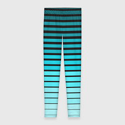 Леггинсы женские Голубые полосы на черном, цвет: 3D-принт