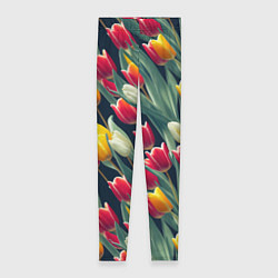 Леггинсы женские Много тюльпанов, цвет: 3D-принт