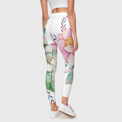 Женские легинсы Пастельные цветы - посередине / 3D-принт – фото 4