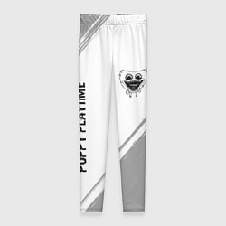 Леггинсы женские Poppy Playtime glitch на светлом фоне: надпись, си, цвет: 3D-принт