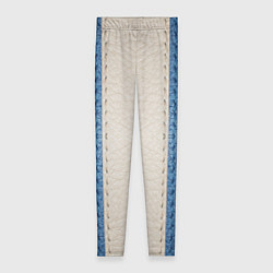 Женские легинсы Кожа синяя белая